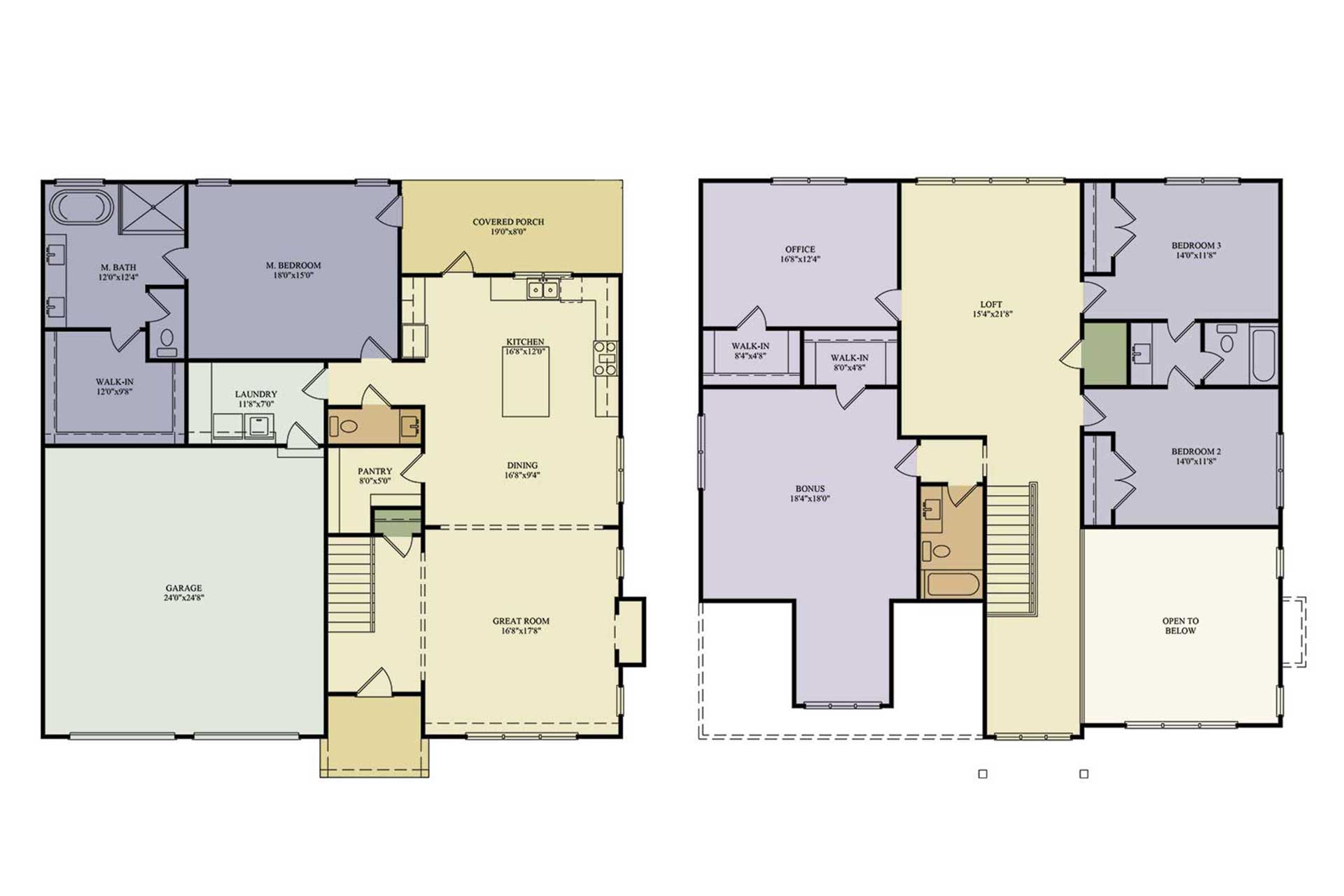 Ridgecrest floor plan rendering Core Homes Chattanooga builder